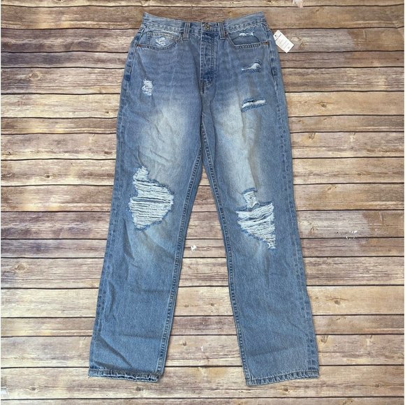 JUICY COUTURE High Rise Light-Wash Destroyed Relaxed Jeans Size 26 - Picture 3 of 9